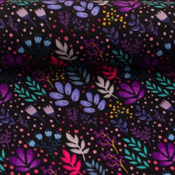 Viskose Wildflowers  Blüten auf Schwarz von Emjo-Design  by Swafing